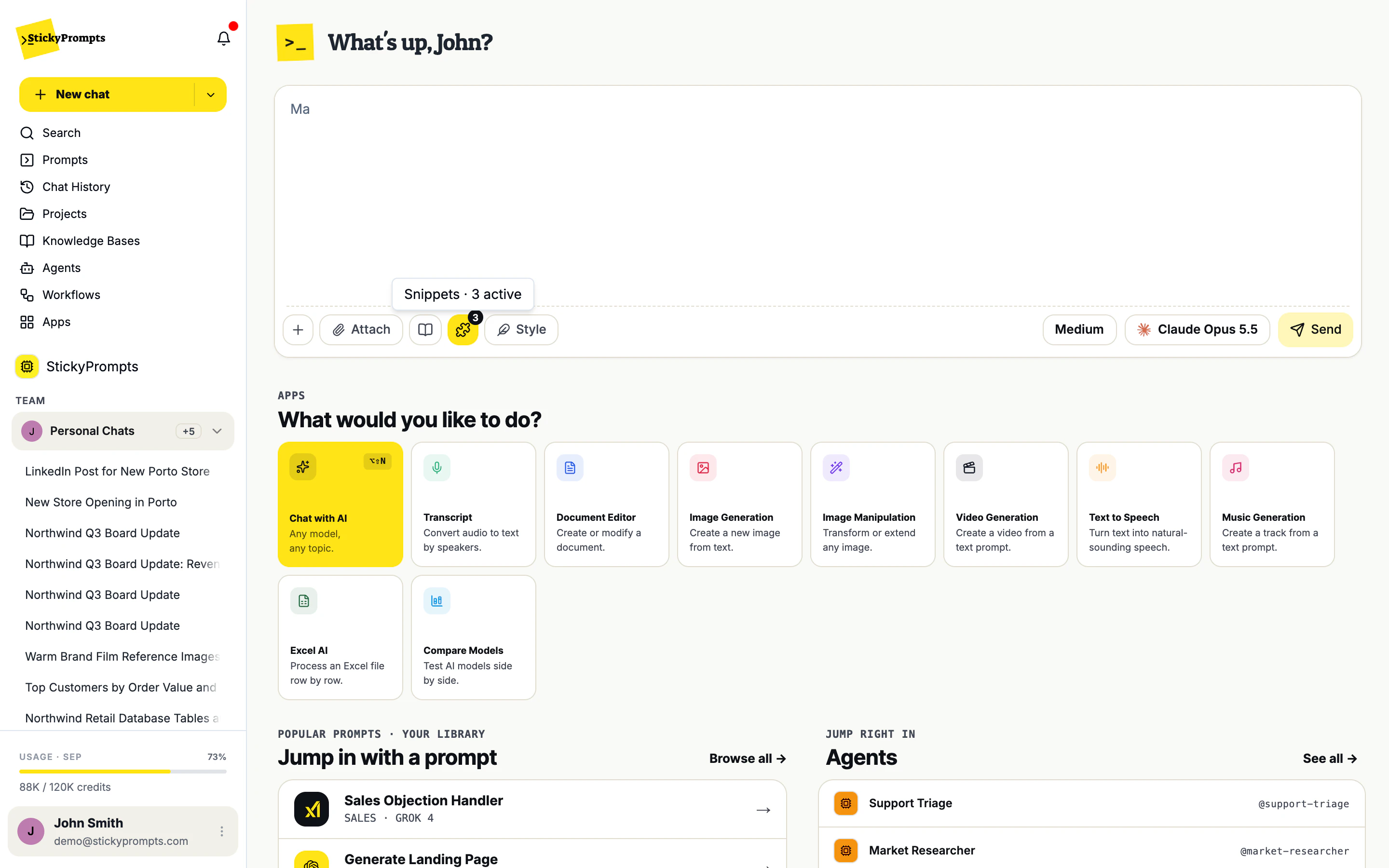 The composer after Apply: the puzzle button is yellow with a badge showing 3
